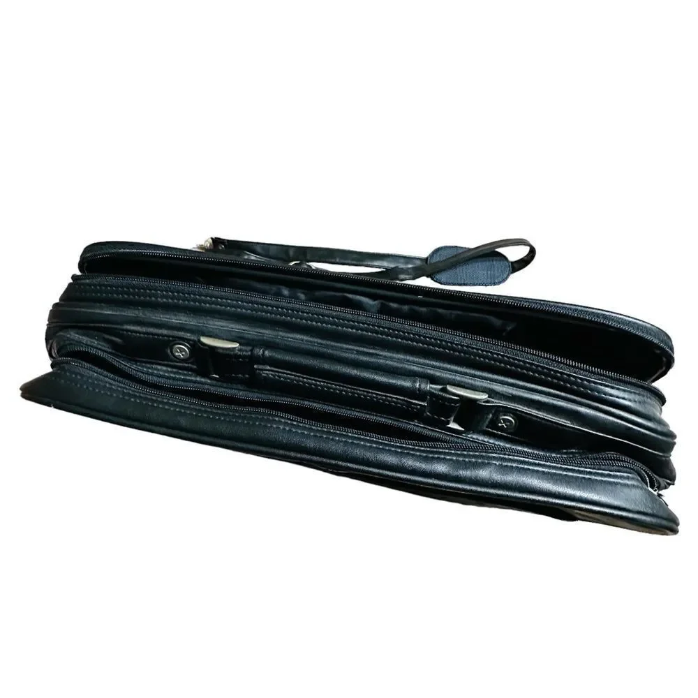 Pierre Cardin Black Leather Look Laptop Bag / brief case